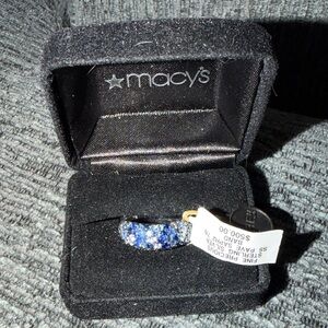 Effy Sterling Silver Ring with Pave Saphire 7/8 Band